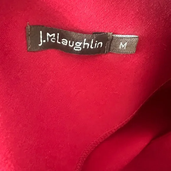 J. McLaughlin Dark Red Bell Sleeve Rayon Dress M - Picture 3 of 5